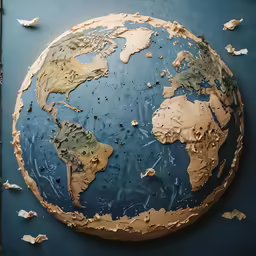 an earth view is made from clay