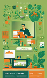 an illustrated diagram of a man working in front of computer monitors,a graphic piece for the new graphic book causael by daniel hoylel