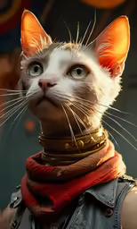 a close up of a cat wearing a collar