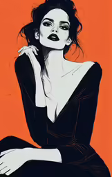 an illustration of a woman with a black nose