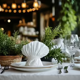 two place settings are arranged on the table