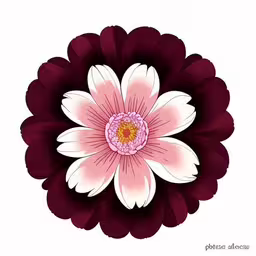 a flower with purple petals and a white center,pink and white flower on a white background
