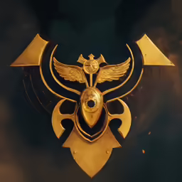 an armor badge that has wings on it