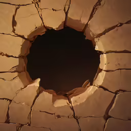 a hole in the ground, looking like it has cracked