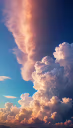 a large cloud filled sky with a very bright sun in the middle,a very pretty cloud formation with a big blue sky