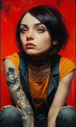 a woman with a tattoo on her arm