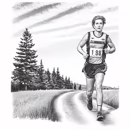 a person in a running gear runs on a path with trees and grass