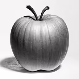the silver apple is standing up in front of a white background