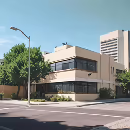 the corner of an intersection with a city street