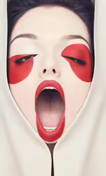 the young woman is posing with her mouth open
