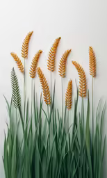 three tall stems of plant sitting next to each other