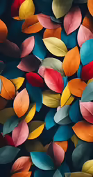several colorful leaves on a dark background