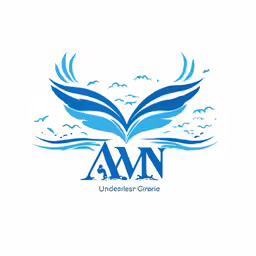 a logo for a business that has an image of a bird with wings flying over water