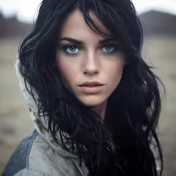 the young woman with blue eyes is very beautiful