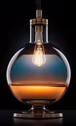 the large round clear, illuminated light bulb