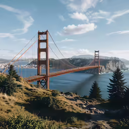 the view of a bridge and water, with clouds in the sky