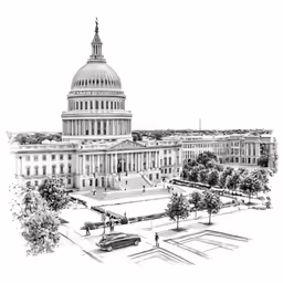 drawing of the u capitol building in washington dc