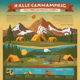 an info - sheet describing the different tents that are in the wilderness,a poster describing the camping skills for the kids