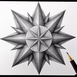 a drawing of a star shaped object with pencils on it