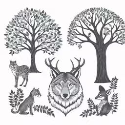 an image of a tree and animals