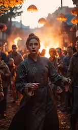 a group of people are in an outdoor fire - pit