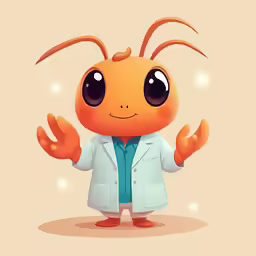 a cute little character in a lab coat