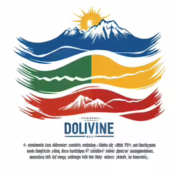 a mountain scene with an image of a wave and sun