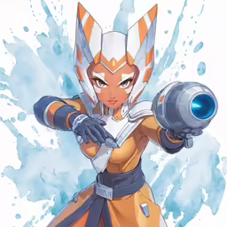a character in the anime game with her weapon