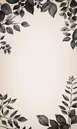 an artistic photo frame with black leaves