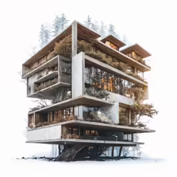 a house is stacked on top of the building