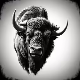 the bison is drawn in black and white to give it a face lift