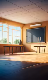 a photo of a room with wooden floors and a large window