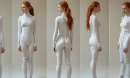 the various images show an all white outfit