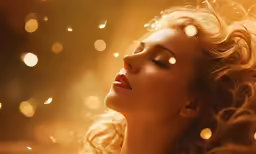 the beauty pageant host, lady in gold eyeshadow