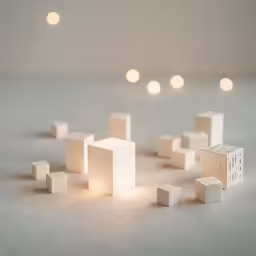 some white blocks sitting on top of a table