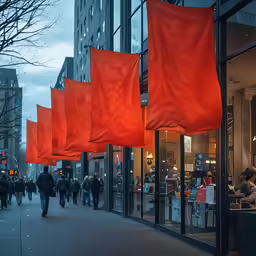 red flags hung in the street by some people