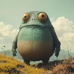 a cartoon character that looks like he is in the movie, it is staring directly at something