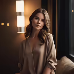 a young woman is looking out of the window