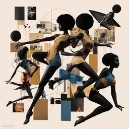 multiple photographs of women all in different outfits,digital painting of two women with birds and a birdcage