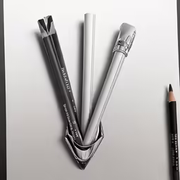 the art of pencil and paper are on the table