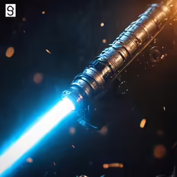 this is a glowing light saber with its flashlight on