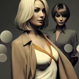 two models in clothing with one wearing a cape