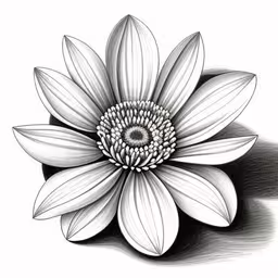 a black and white drawing of a flower