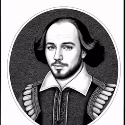 shakespeare shakespeare play poster with black and white illustration