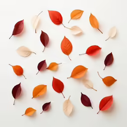 a group of small autumn leaves arranged in a circle