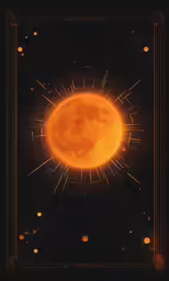 an orange sun with some little stars around it