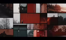 a collection of multiple shots shows people walking on a city street