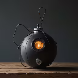 a small metal lantern that is sitting on a wooden table