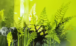 a painting of a bunch of plants growing from the ground