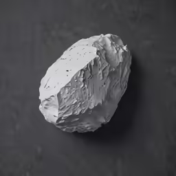 a white rock is shown on a black surface